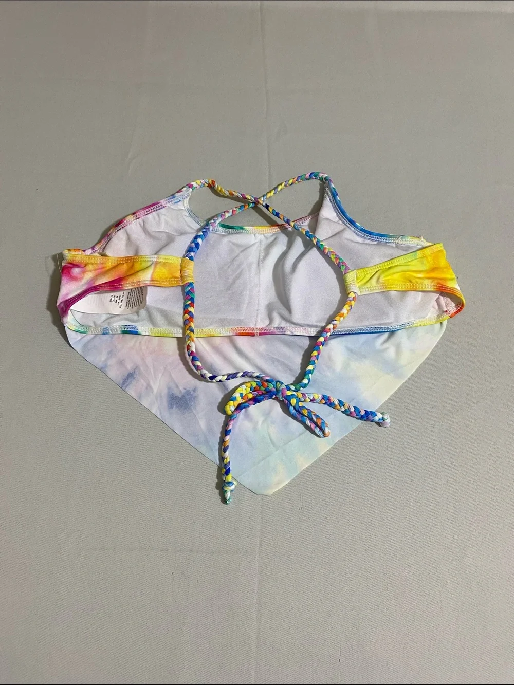 HOBIE Girls Rainbow Tie-Dye Bikini Set w Scarf Style Top Youth Girl's 14